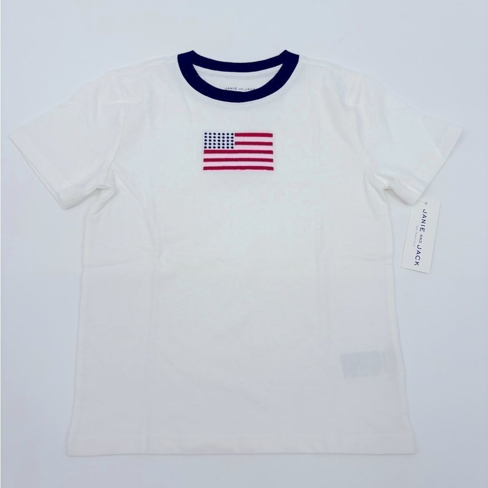 Janie and Jack | new with tags | White Tee with Flag Embroidery